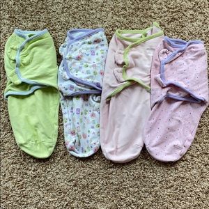 Lot of 4 Summer Infant 0-3M/7-14 lb swaddles.